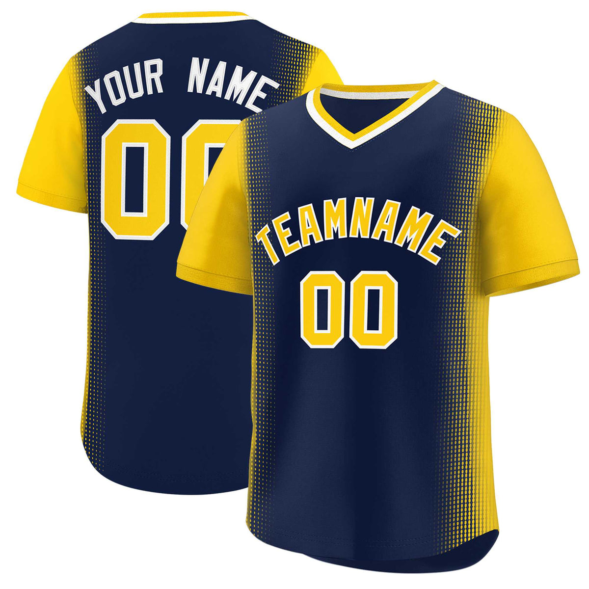 Custom Navy Gold Personalized Raglan Sleeves Authentic Baseball Jersey | KXKSHOP
