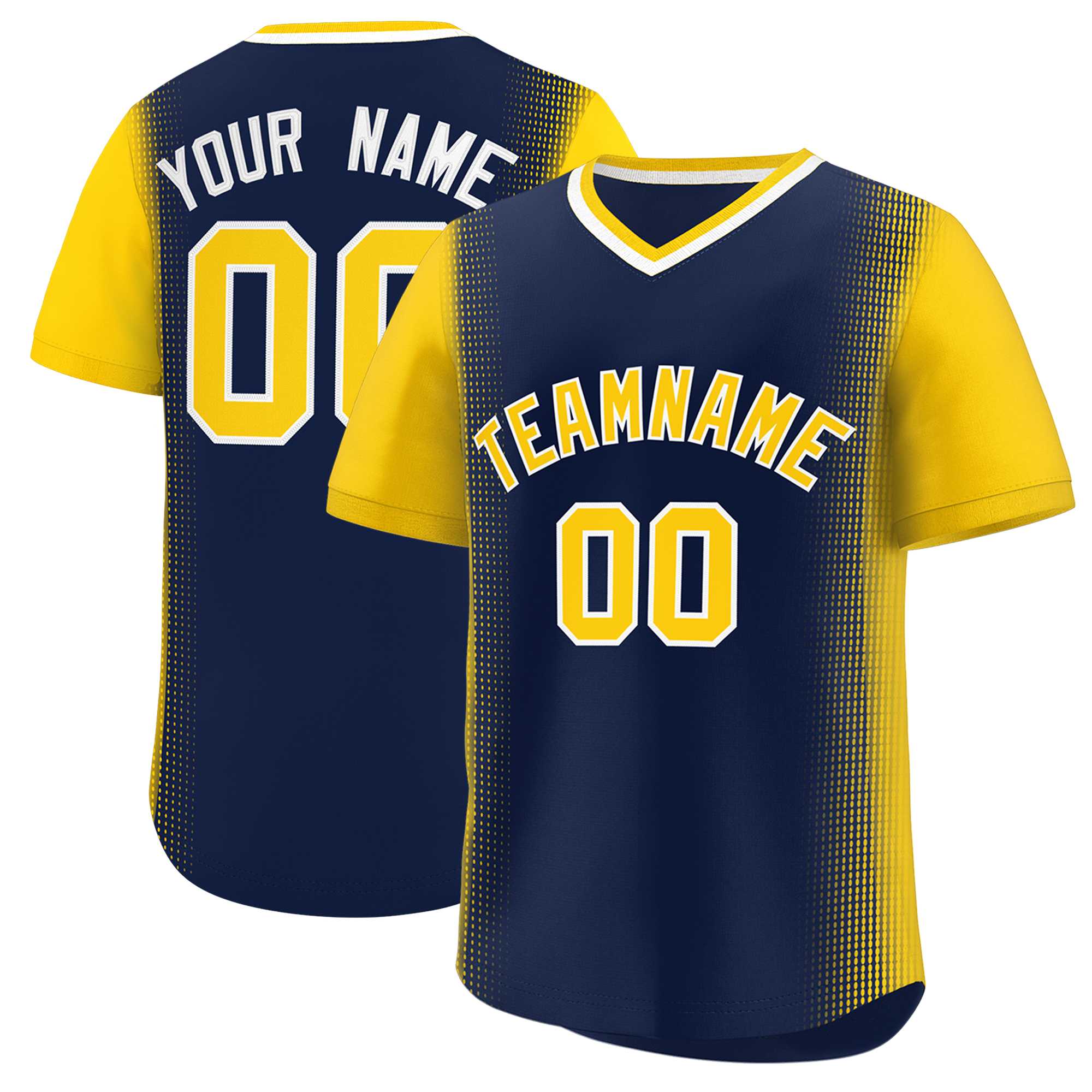 Custom Navy Gold Personalized Raglan Sleeves Authentic Baseball Jersey | KXKSHOP