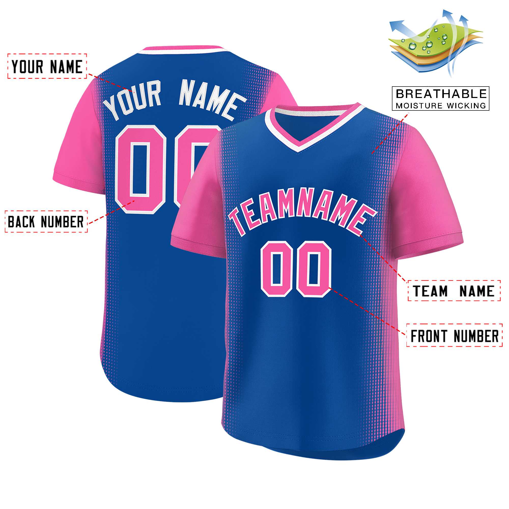 Custom Royal Pink Personalized Raglan Sleeves Authentic Baseball Jersey | KXKSHOP