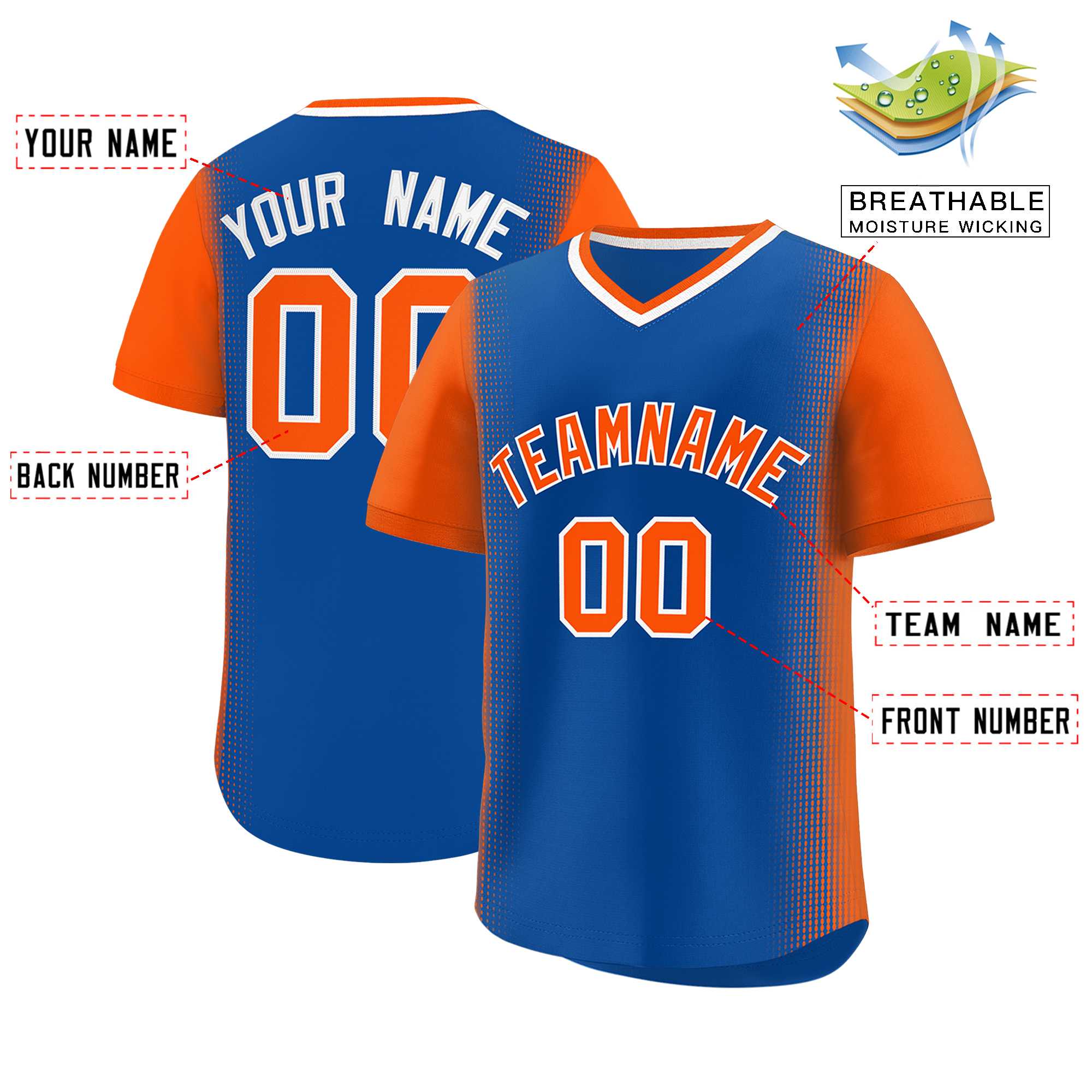 Custom Royal Orange Personalized Raglan Sleeves Authentic Baseball Jersey | KXKSHOP
