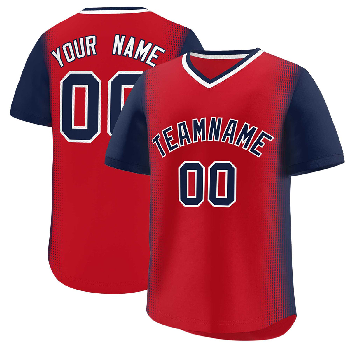 Custom Red Navy Personalized Raglan Sleeves Authentic Baseball Jersey | KXKSHOP