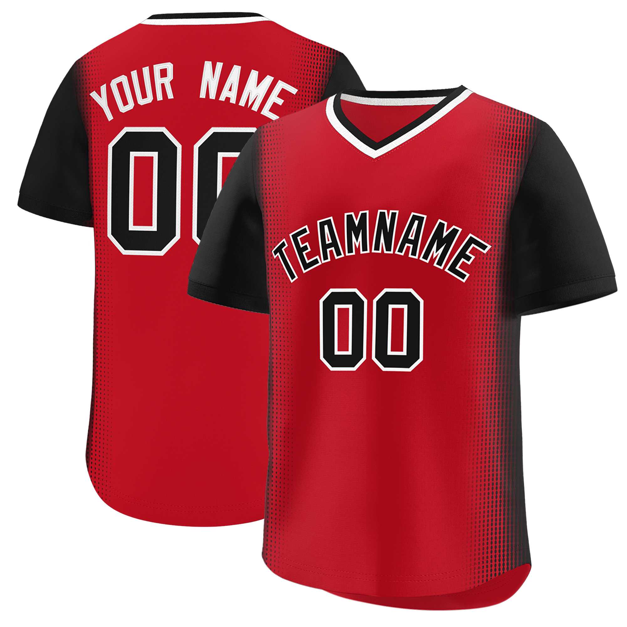 Custom Red Black Personalized Raglan Sleeves Authentic Baseball Jersey | KXKSHOP