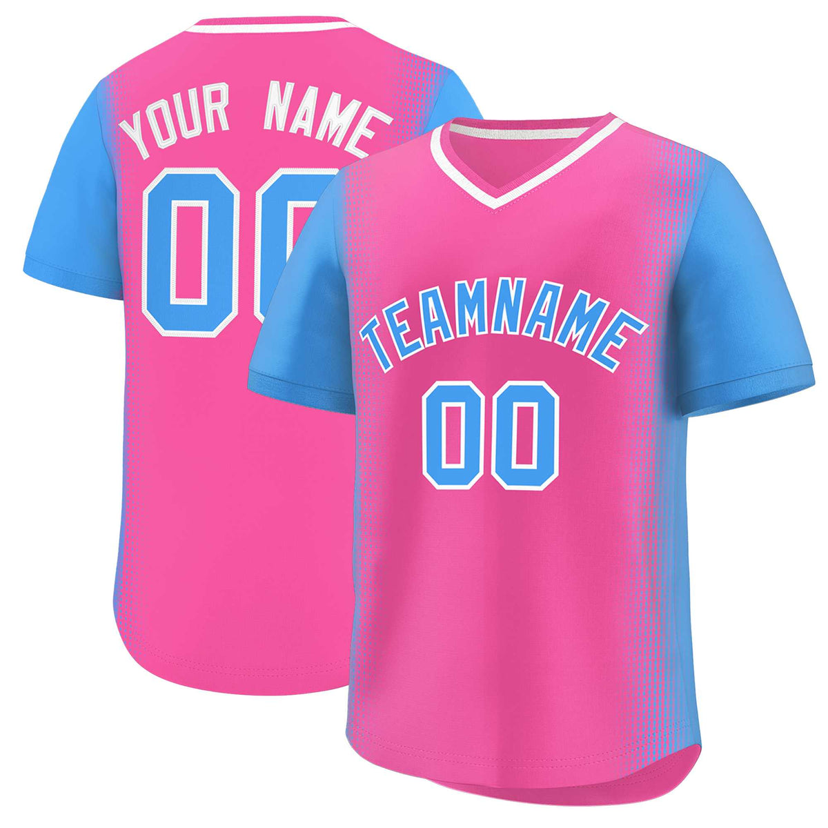 Custom Pink Powder Blue Personalized Raglan Sleeves Authentic Baseball Jersey | KXKSHOP