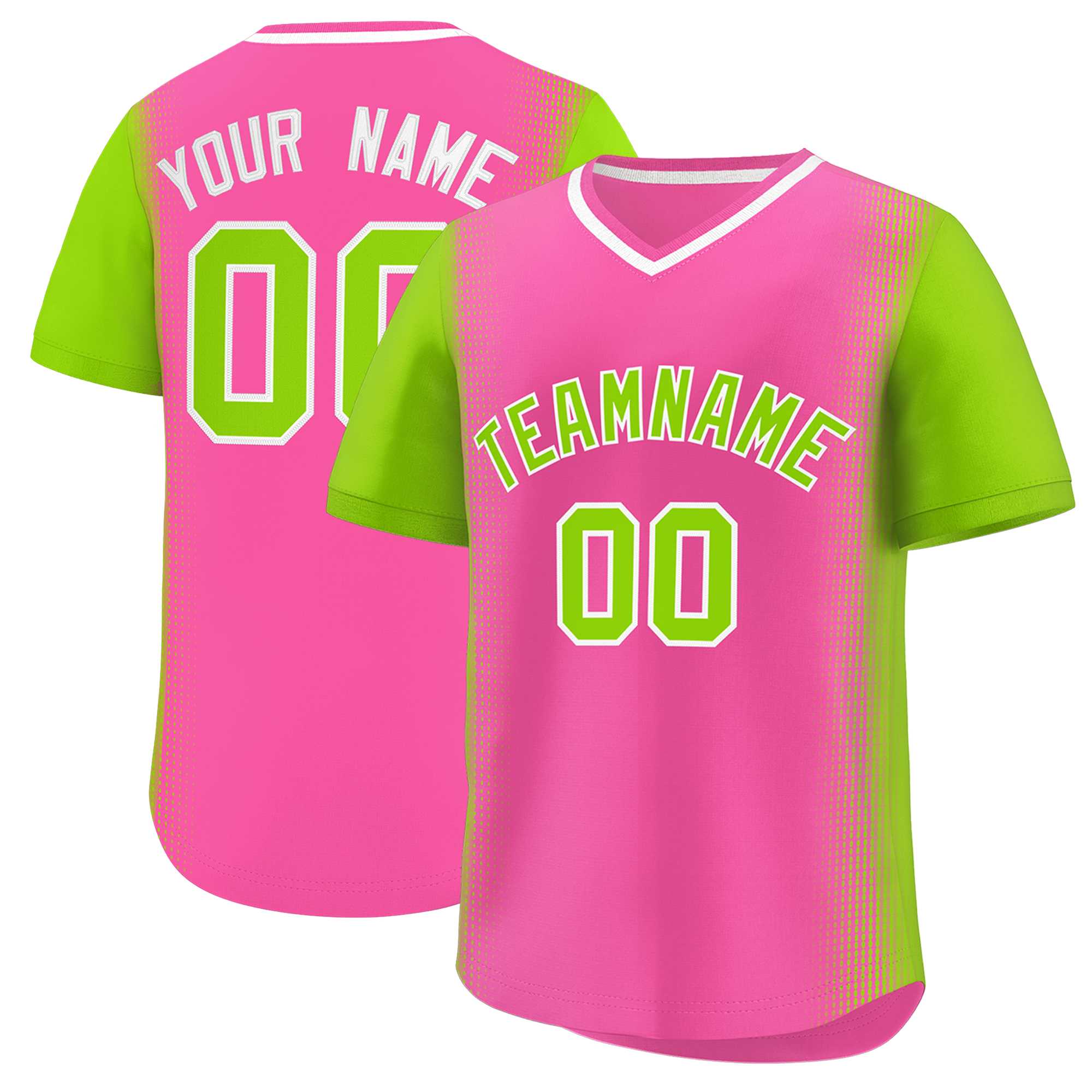 Custom Pink Neon Green Personalized Raglan Sleeves Authentic Baseball Jersey | KXKSHOP