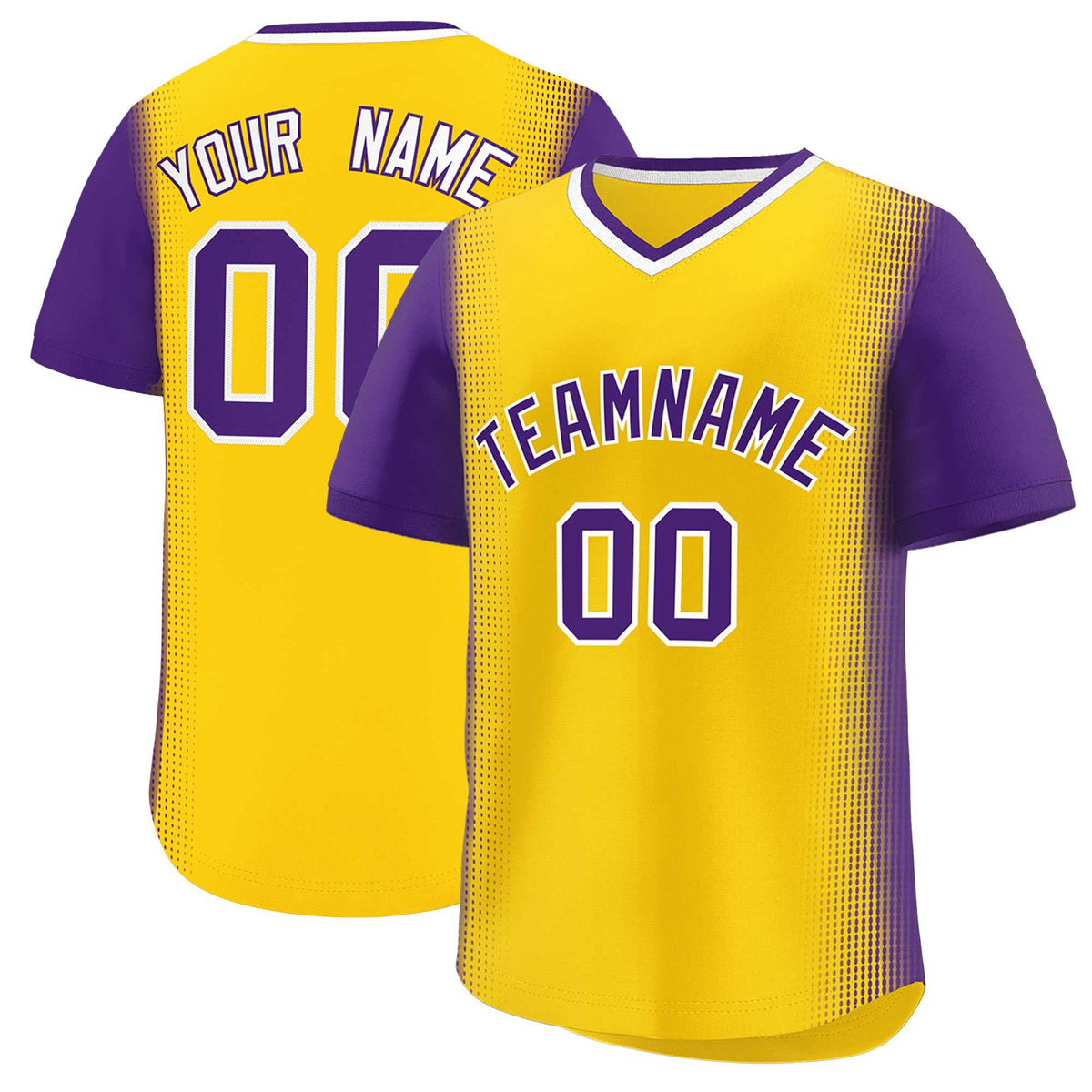 Custom Gold Purple Personalized Raglan Sleeves Authentic Baseball Jersey | KXKSHOP