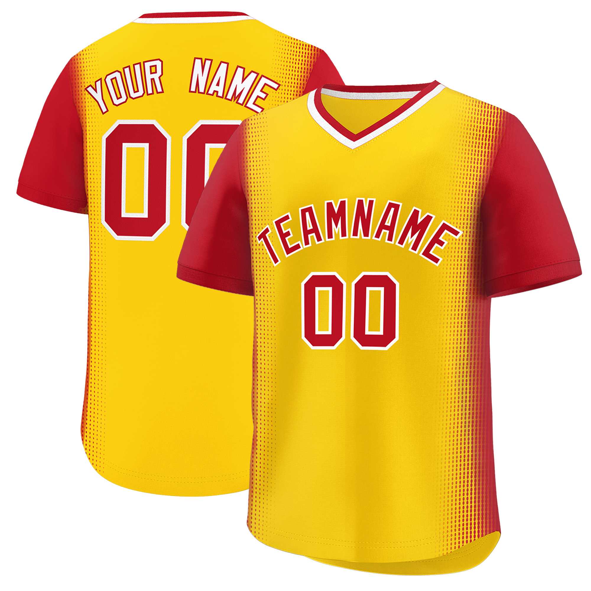 Custom Gold Red Personalized Raglan Sleeves Authentic Baseball Jersey | KXKSHOP