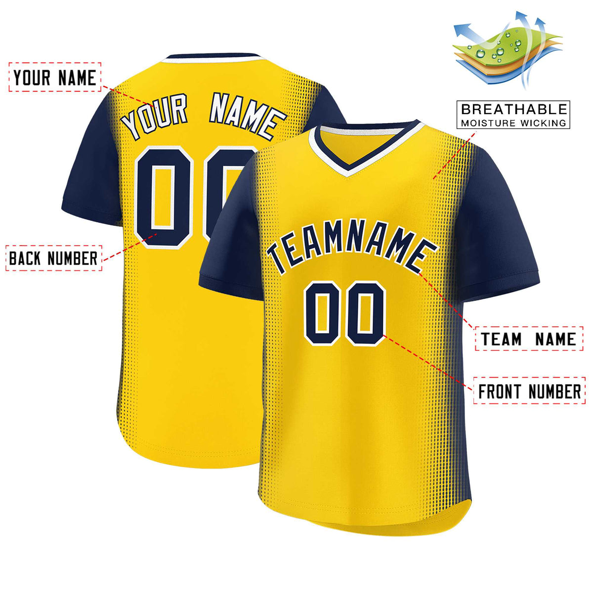 Custom Gold Navy Personalized Raglan Sleeves Authentic Baseball Jersey | KXKSHOP