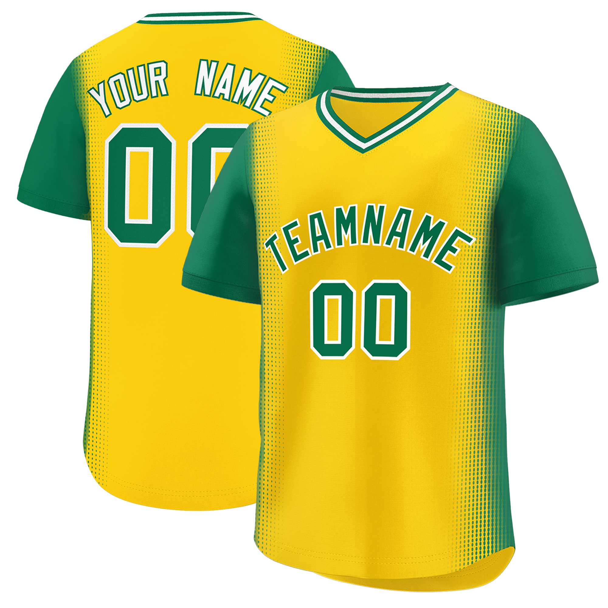 Custom Gold Kelly Green Personalized Raglan Sleeves Authentic Baseball Jersey | KXKSHOP