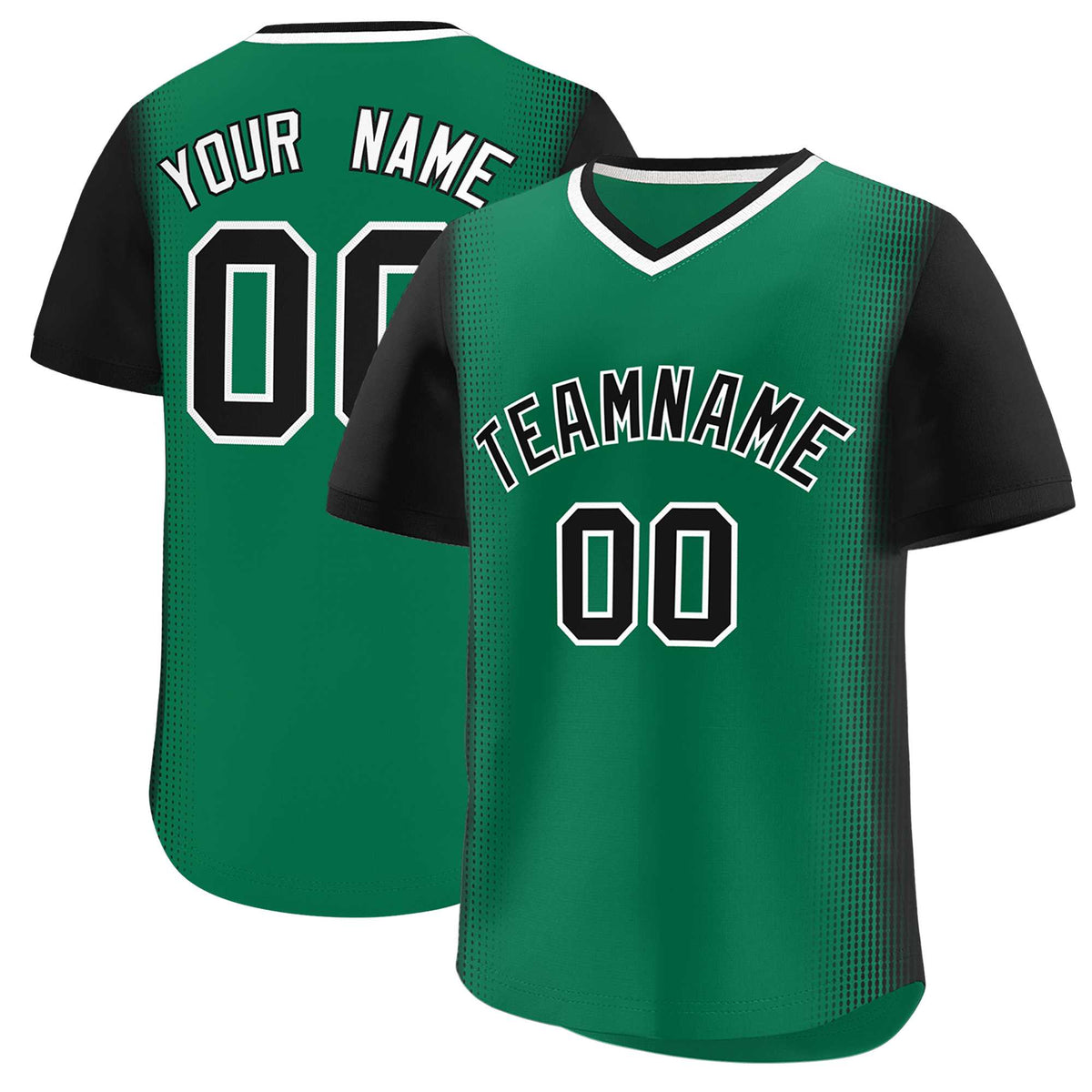 Custom Kelly Green Black Personalized Raglan Sleeves Authentic Baseball Jersey | KXKSHOP