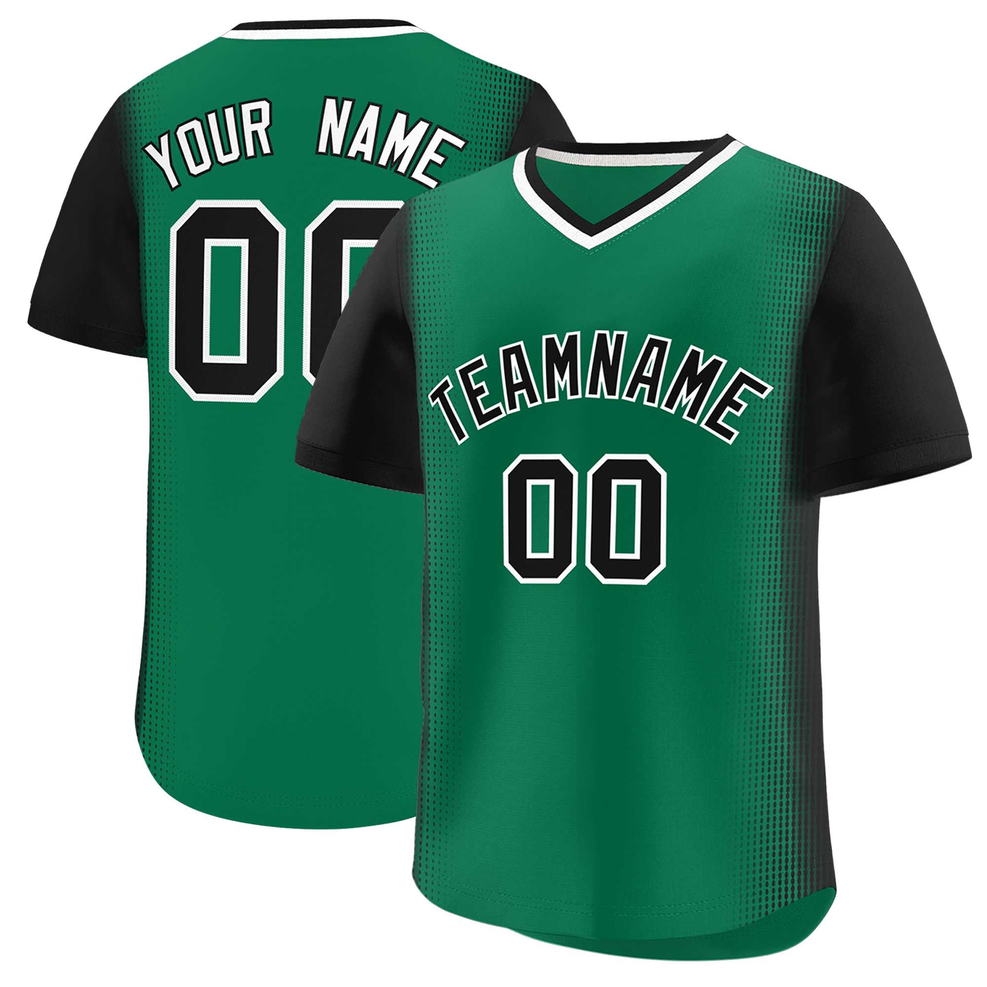 Custom Kelly Green Black Personalized Raglan Sleeves Authentic Baseball Jersey | KXKSHOP