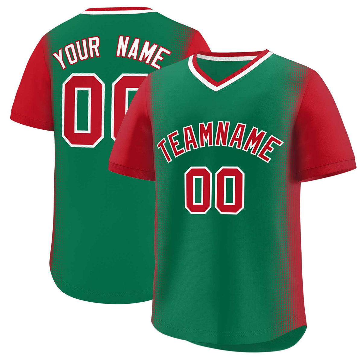 Custom Kelly Green Red Personalized Raglan Sleeves Authentic Baseball Jersey | KXKSHOP