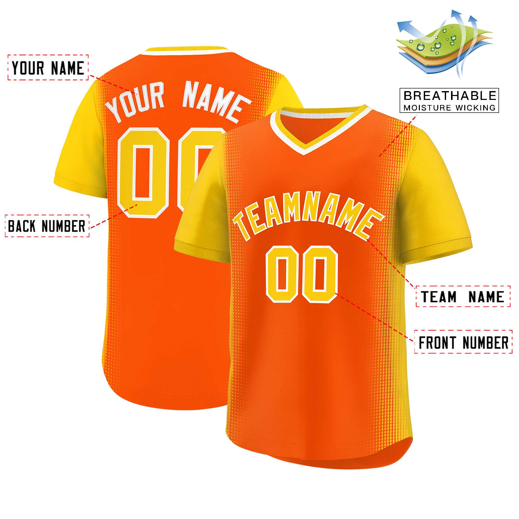Custom Orange Gold Personalized Raglan Sleeves Authentic Baseball Jersey | KXKSHOP