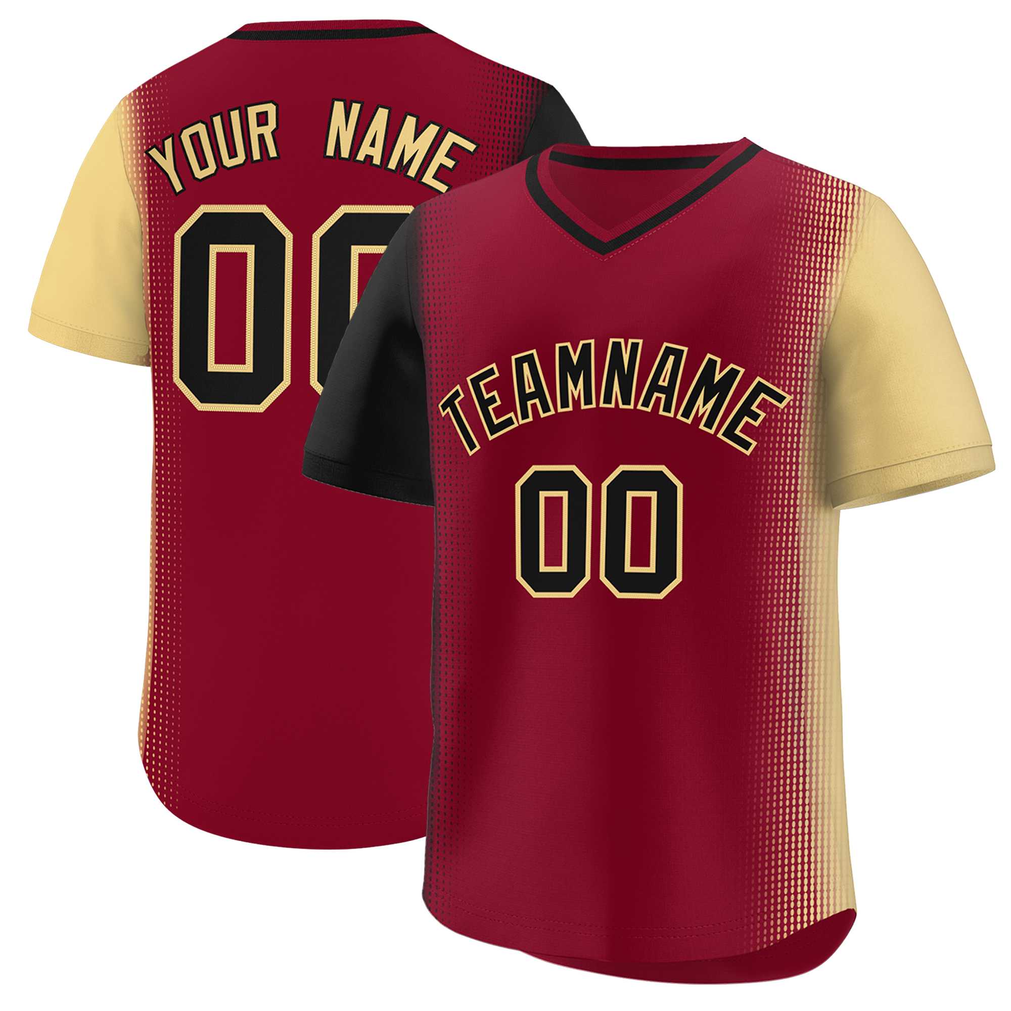 Custom Crimson Black-Khaki Personalized Raglan Sleeves Authentic Baseball Jersey | KXKSHOP