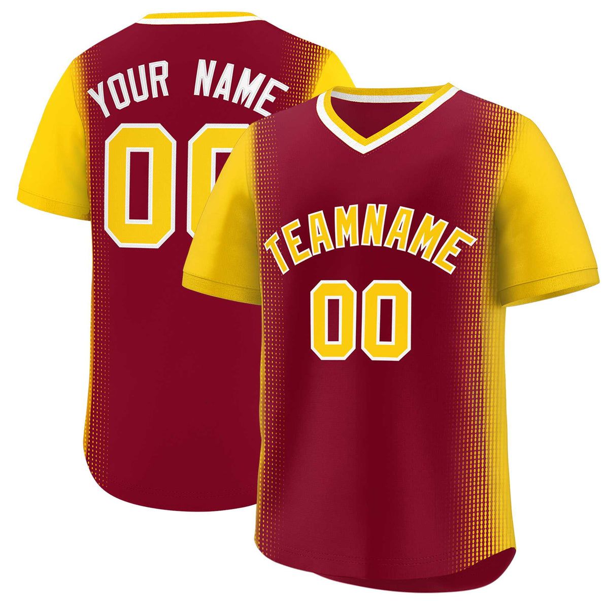 Custom Crimson Gold Personalized Raglan Sleeves Authentic Baseball Jersey | KXKSHOP