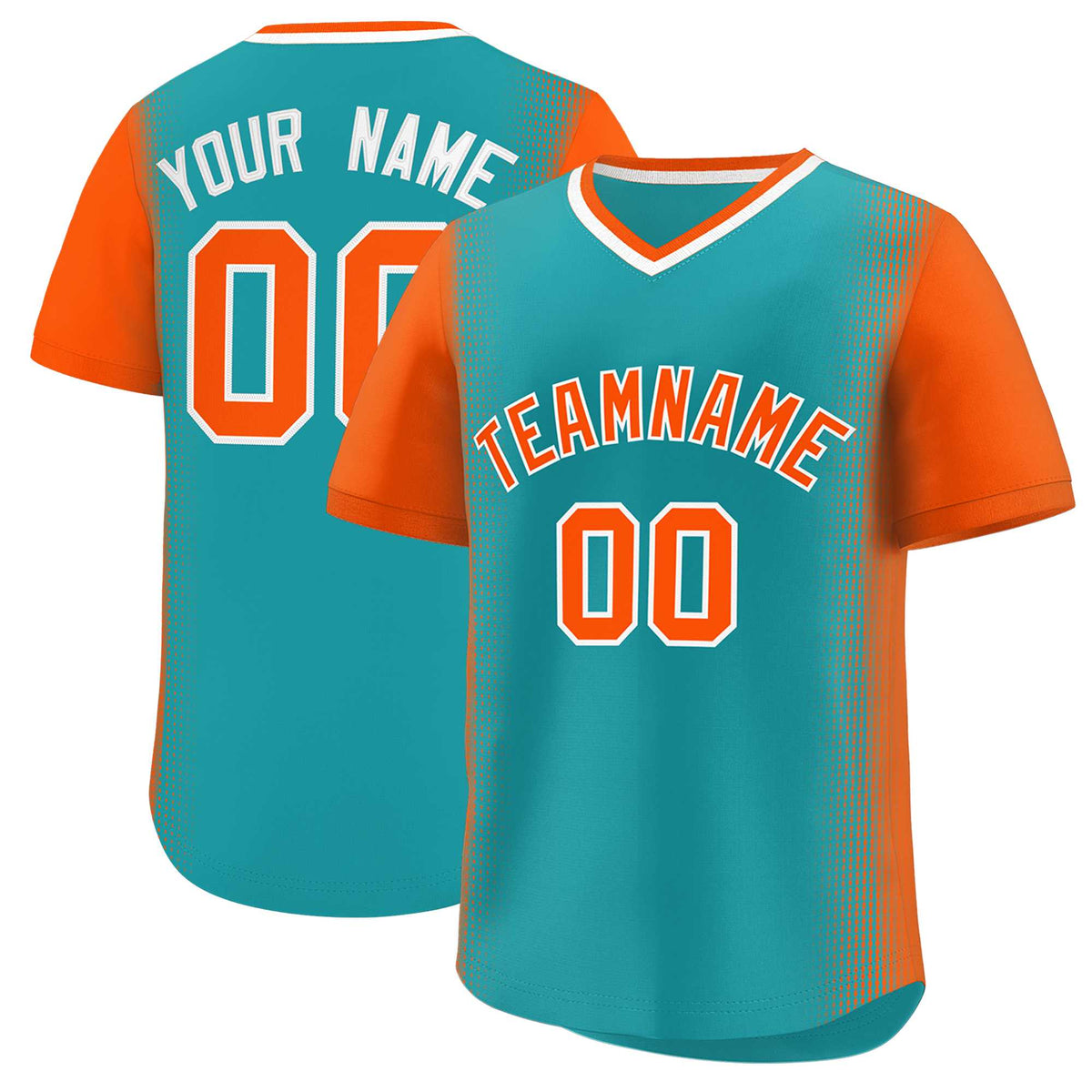 Custom Aqua Orange Personalized Raglan Sleeves Authentic Baseball Jersey | KXKSHOP