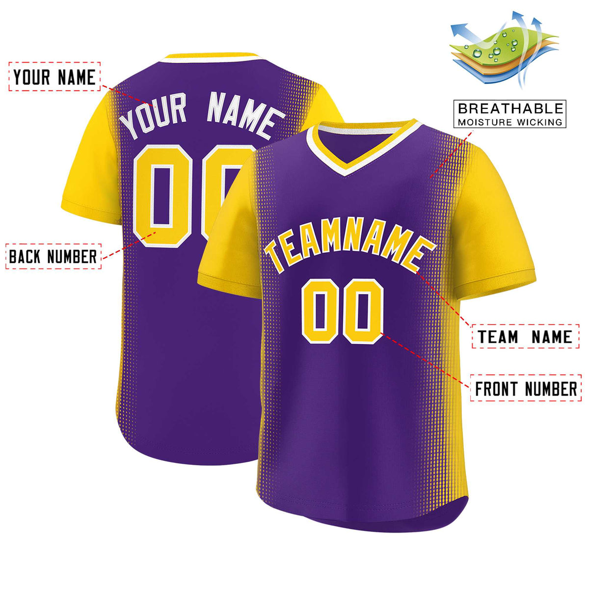 Custom Purple Gold Personalized Raglan Sleeves Authentic Baseball Jersey | KXKSHOP
