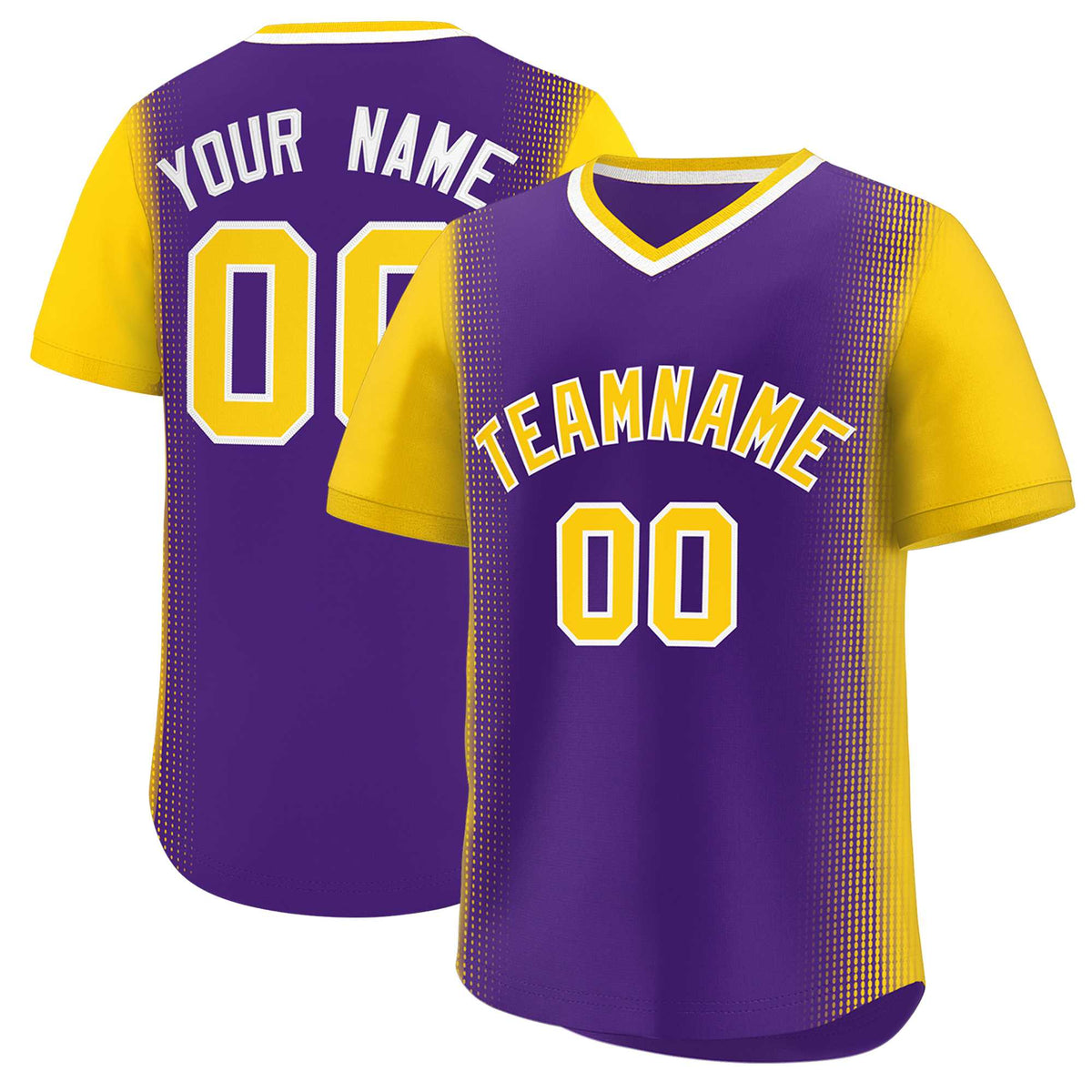 Custom Purple Gold Personalized Raglan Sleeves Authentic Baseball Jersey | KXKSHOP