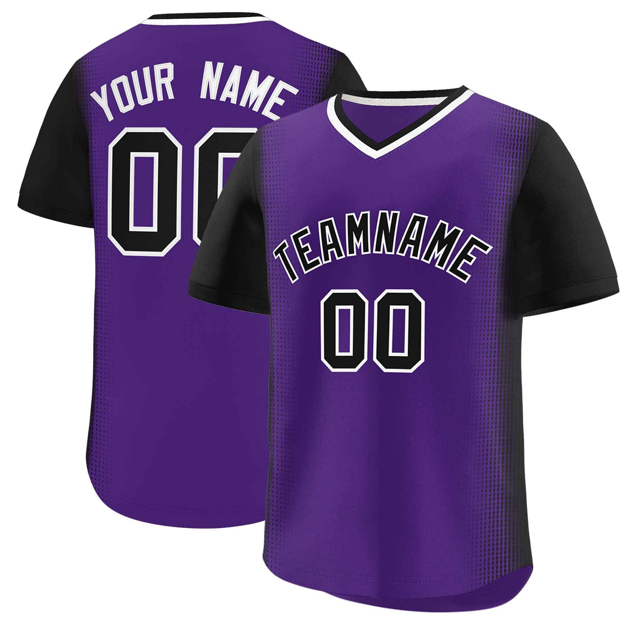 Custom Purple Black Personalized Raglan Sleeves Authentic Baseball Jersey | KXKSHOP
