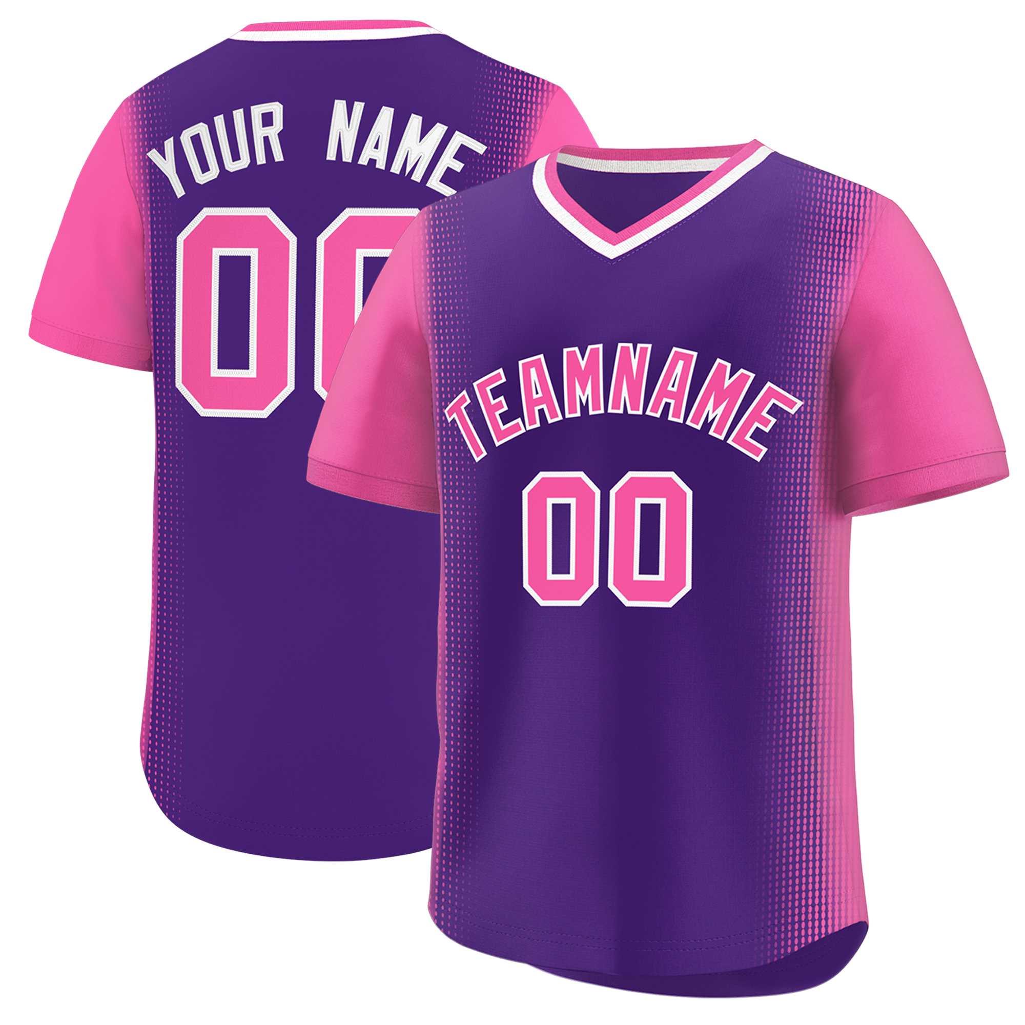 Custom Purple Pink Personalized Raglan Sleeves Authentic Baseball Jersey | KXKSHOP
