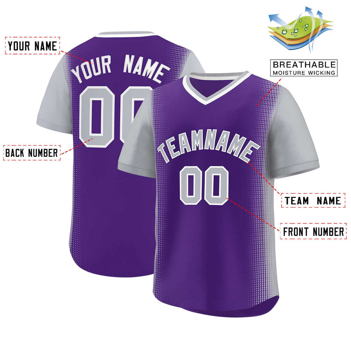 Custom Purple Gray Personalized Raglan Sleeves Authentic Baseball Jersey | KXKSHOP
