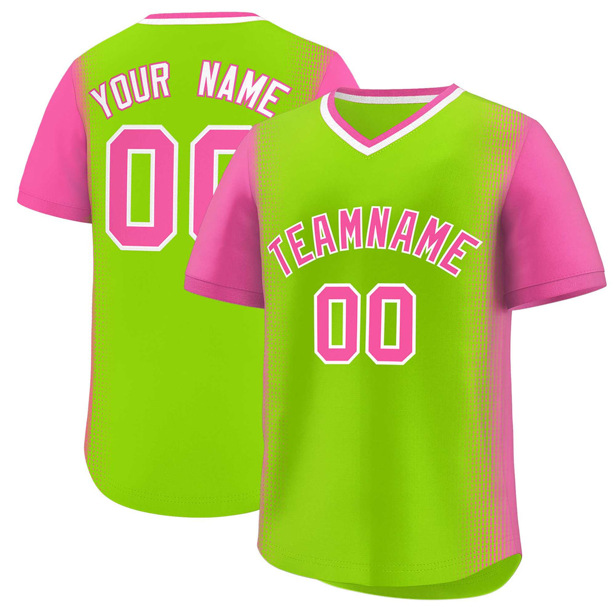 Custom Neon Green Pink Personalized Raglan Sleeves Authentic Baseball Jersey | KXKSHOP