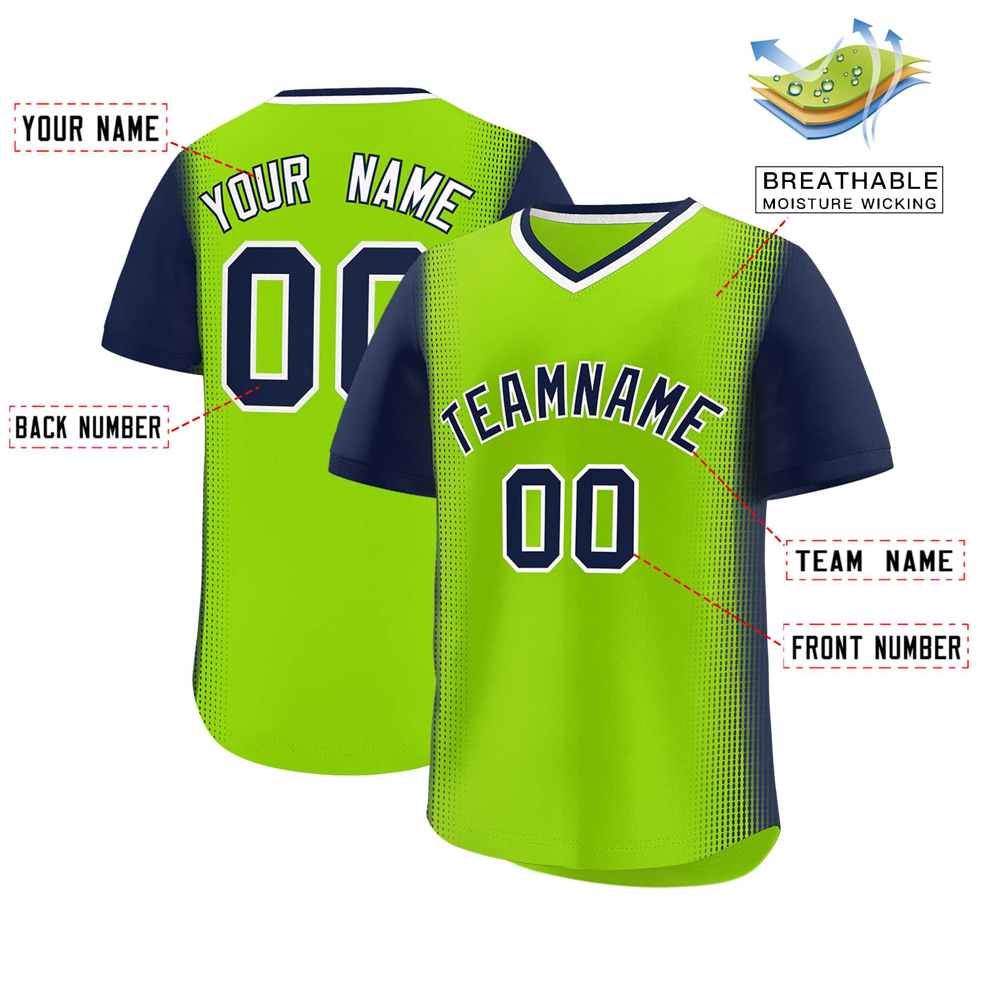 Custom Neon Green Navy Personalized Raglan Sleeves Authentic Baseball Jersey | KXKSHOP