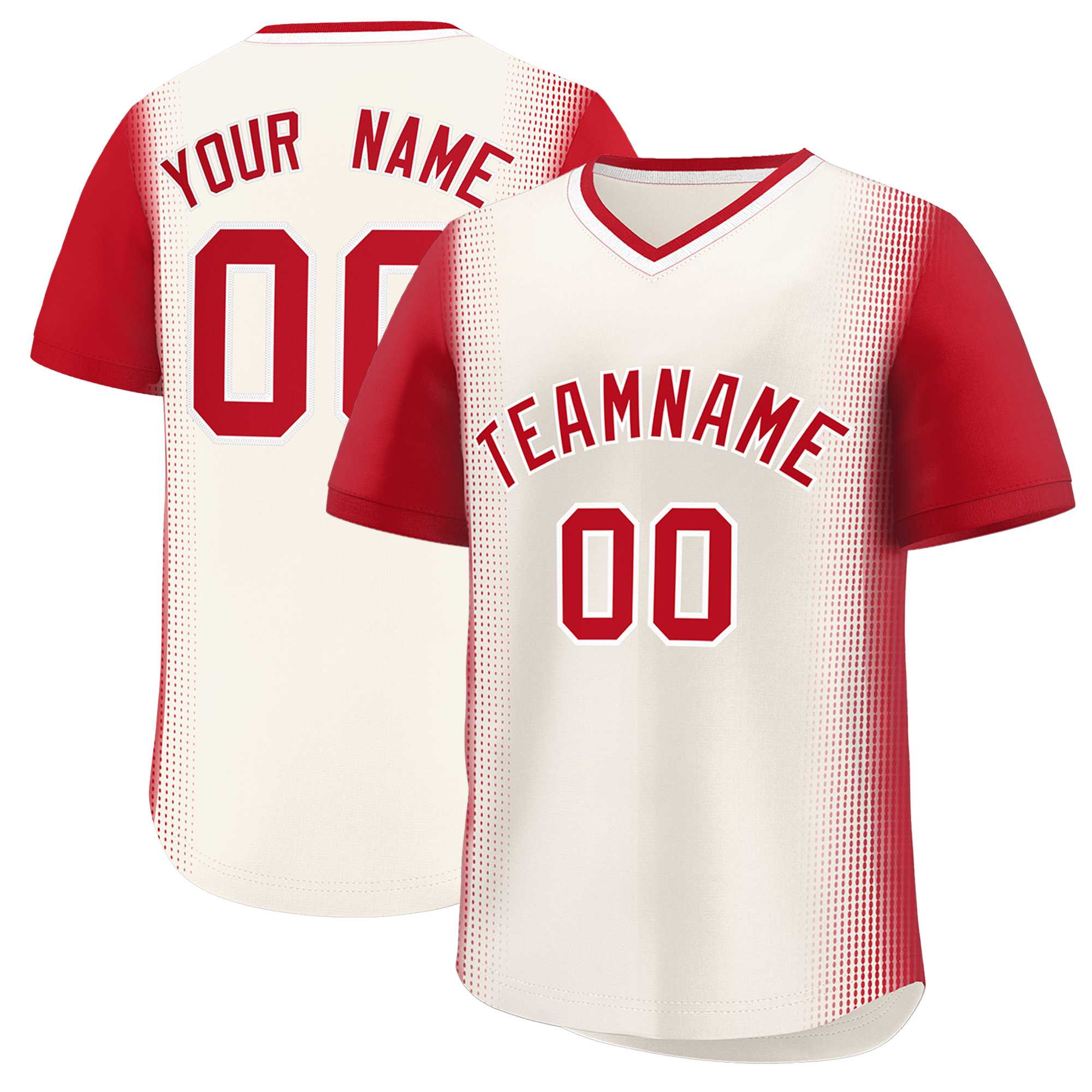 Custom Cream Red Personalized Raglan Sleeves Authentic Baseball Jersey | KXKSHOP