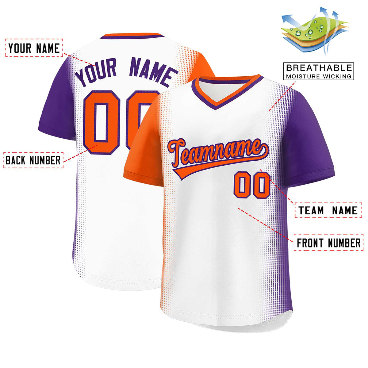 Custom White Orange-Purple Personalized Raglan Sleeves Authentic Baseball Jersey | KXKSHOP