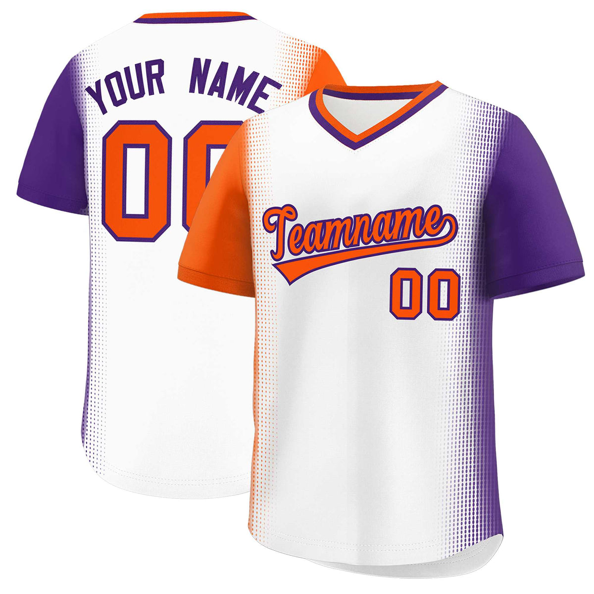Custom White Orange-Purple Personalized Raglan Sleeves Authentic Baseball Jersey | KXKSHOP
