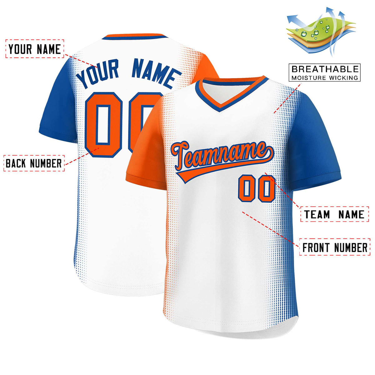 Custom White Orange-Royal Personalized Raglan Sleeves Authentic Baseball Jersey | KXKSHOP