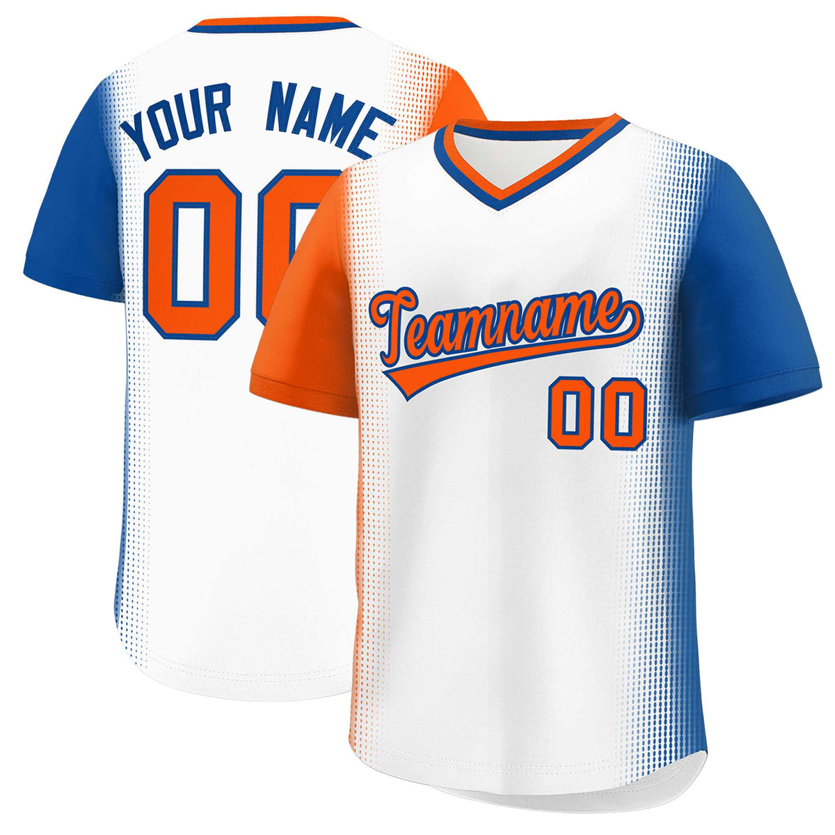 Custom White Orange-Royal Personalized Raglan Sleeves Authentic Baseball Jersey | KXKSHOP