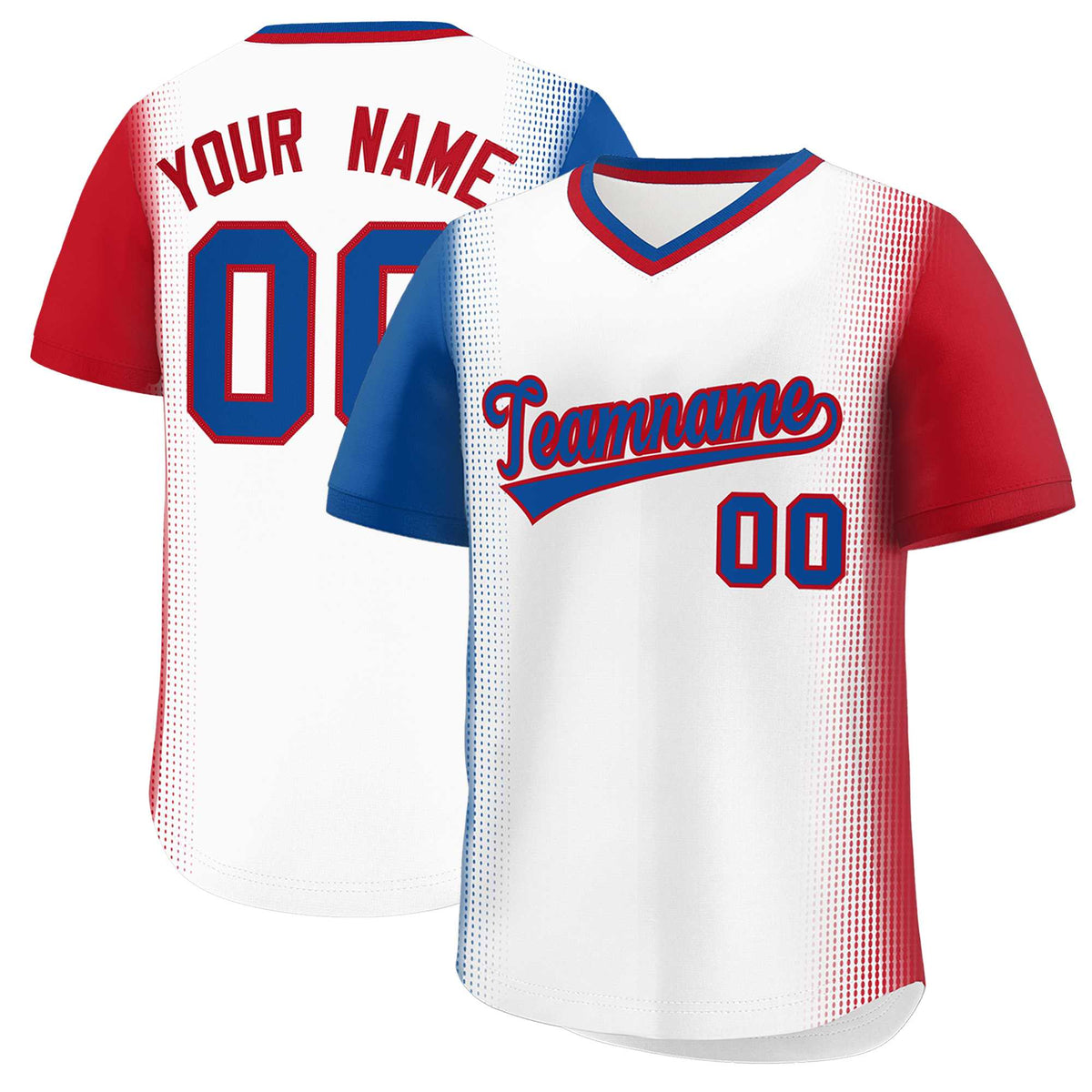 Custom White Royal-Red Personalized Raglan Sleeves Authentic Baseball Jersey | KXKSHOP