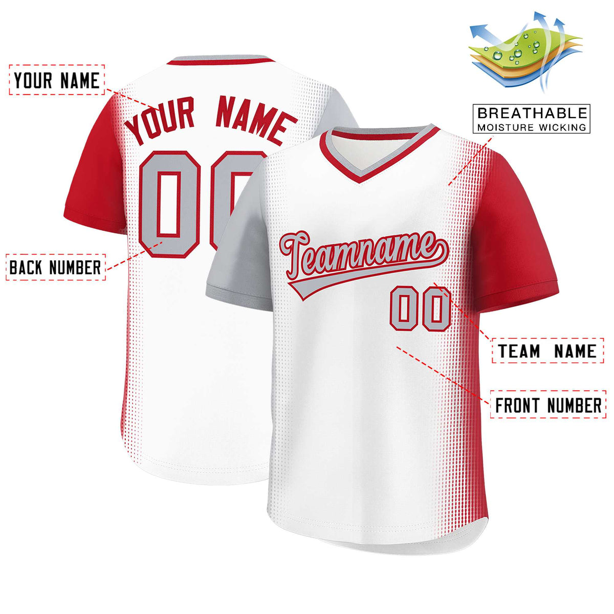 Custom White Gray-Red Personalized Raglan Sleeves Authentic Baseball Jersey | KXKSHOP