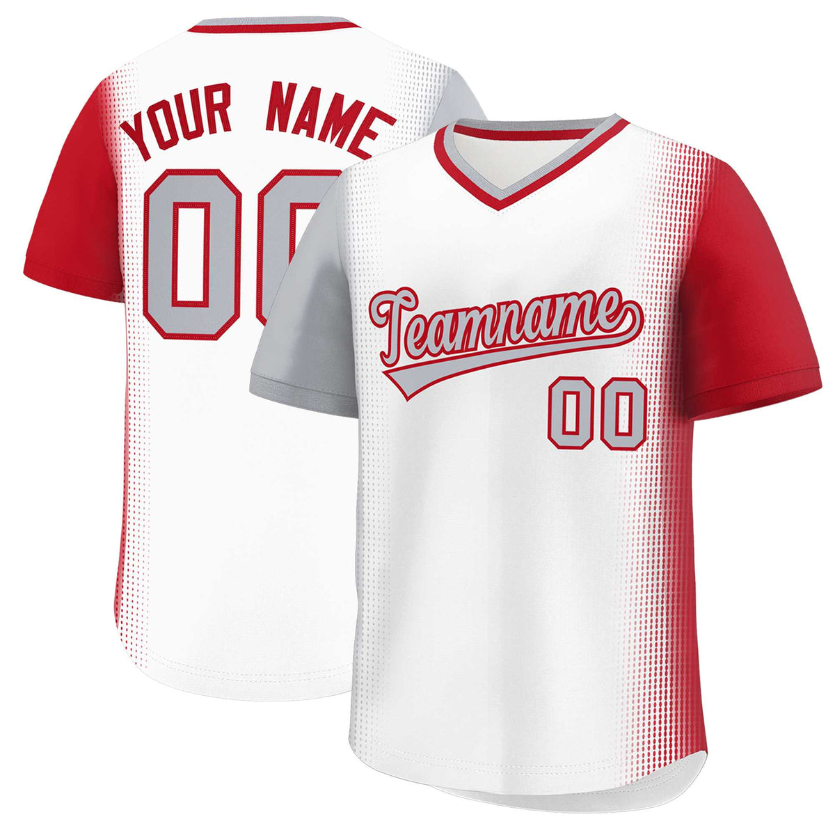 Custom White Gray-Red Personalized Raglan Sleeves Authentic Baseball Jersey | KXKSHOP