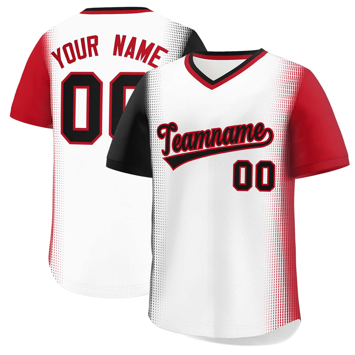 Custom White Black-Red Personalized Raglan Sleeves Authentic Baseball Jersey | KXKSHOP