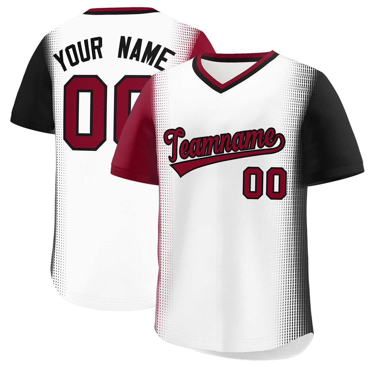 Custom White Crimson-Black Personalized Raglan Sleeves Authentic Baseball Jersey | KXKSHOP