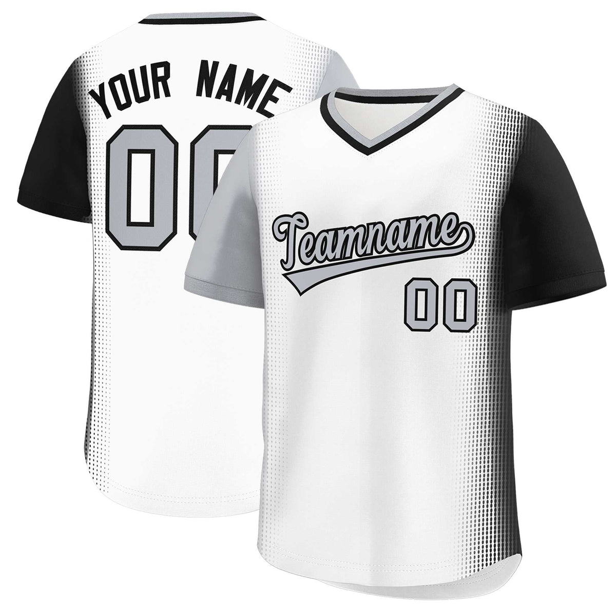 Custom White Gray-Black Personalized Raglan Sleeves Authentic Baseball Jersey | KXKSHOP