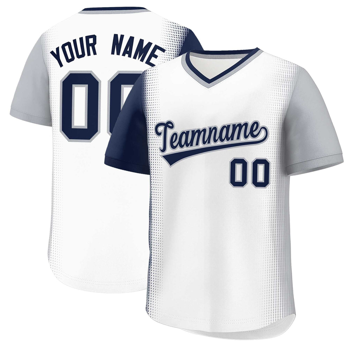 Custom White Navy-Gray Personalized Raglan Sleeves Authentic Baseball Jersey | KXKSHOP
