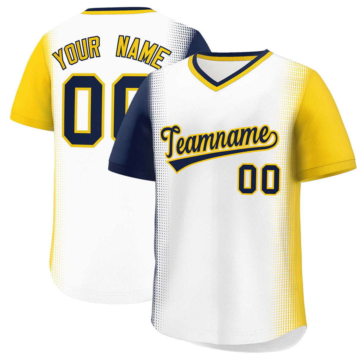 Custom White Navy-Gold Personalized Raglan Sleeves Authentic Baseball Jersey | KXKSHOP