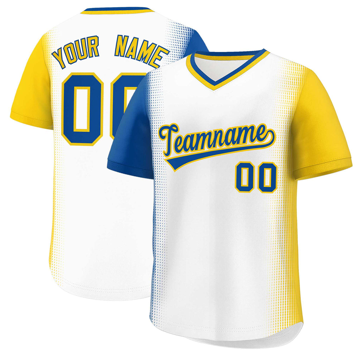 Custom White Royal-Gold Personalized Raglan Sleeves Authentic Baseball Jersey | KXKSHOP