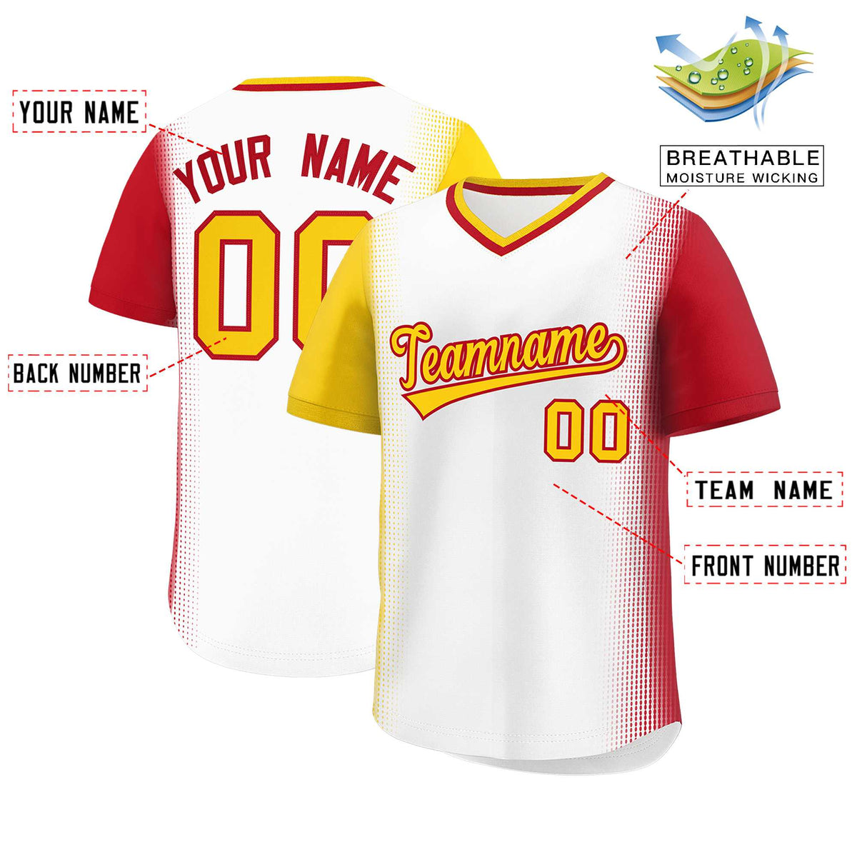 Custom White Gold-Red Personalized Raglan Sleeves Authentic Baseball Jersey | KXKSHOP