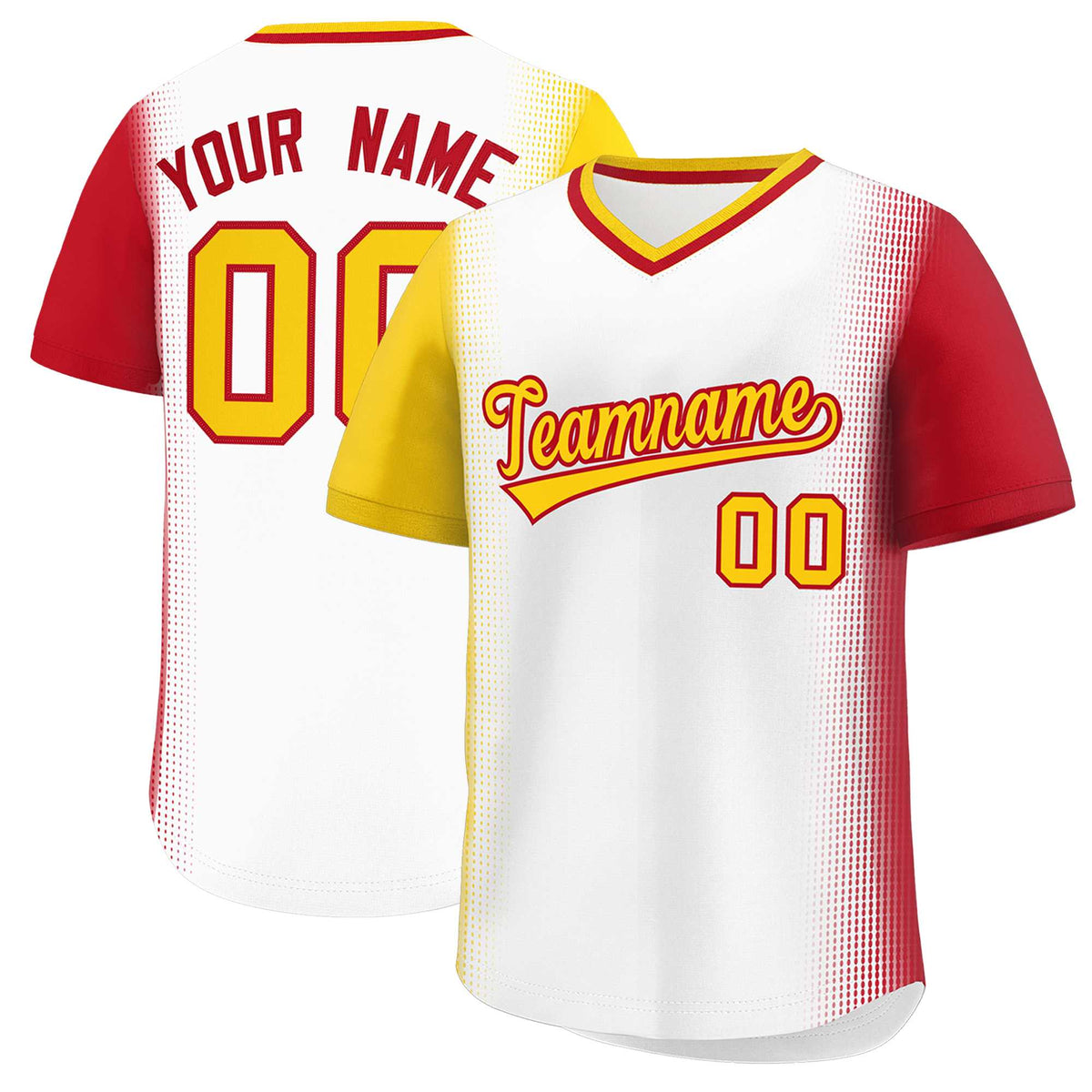 Custom White Gold-Red Personalized Raglan Sleeves Authentic Baseball Jersey | KXKSHOP