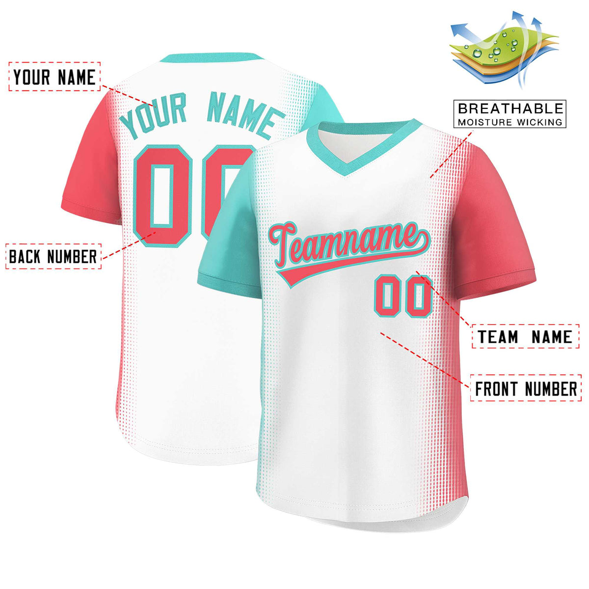 Custom White Bright Green-Light Red Personalized Raglan Sleeves Authentic Baseball Jersey | KXKSHOP