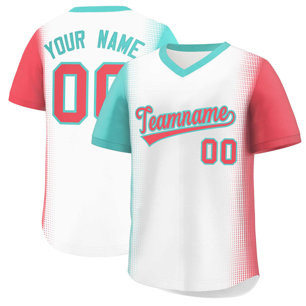 Custom White Bright Green-Light Red Personalized Raglan Sleeves Authentic Baseball Jersey | KXKSHOP