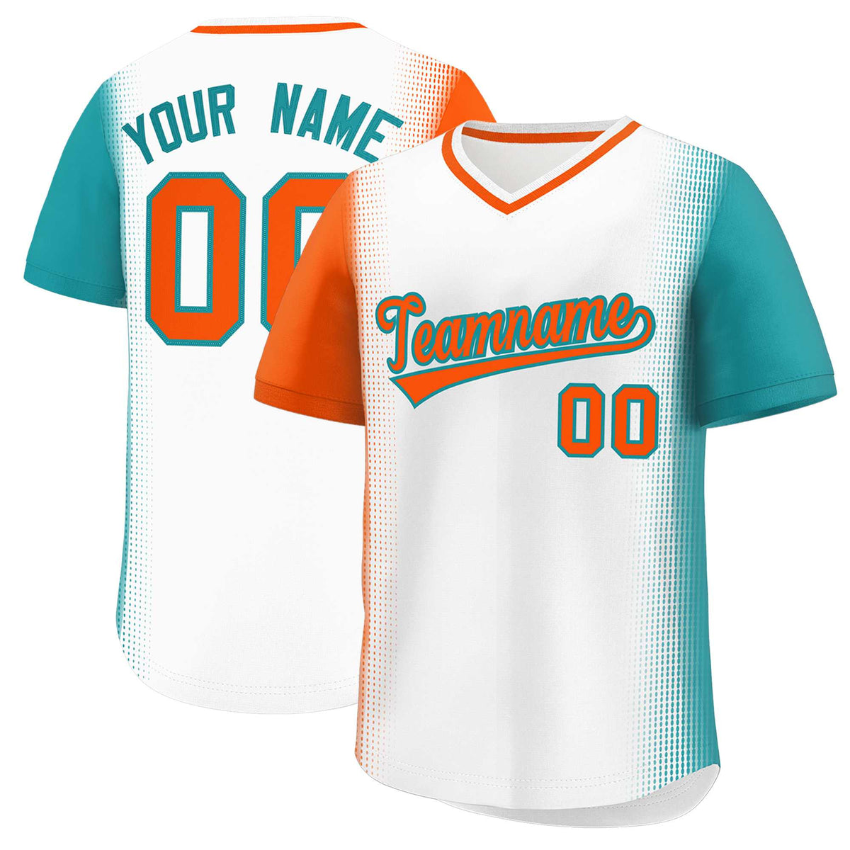Custom White Orange-Aqua Personalized Raglan Sleeves Authentic Baseball Jersey | KXKSHOP