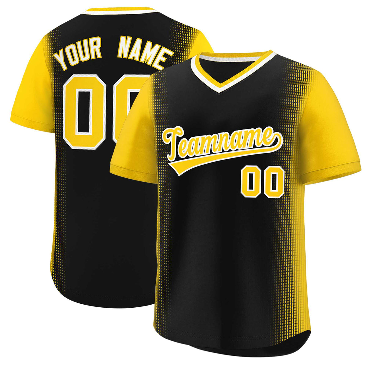 Custom Black Gold Personalized Raglan Sleeves Authentic Baseball Jersey | KXKSHOP