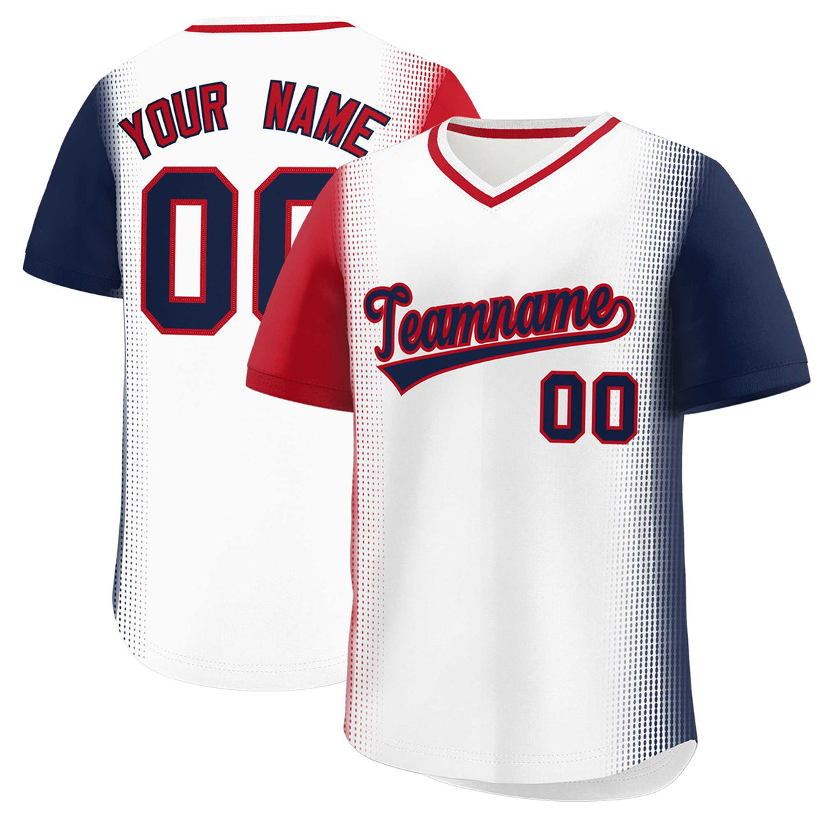 Custom White Red-Navy Personalized Raglan Sleeves Authentic Baseball Jersey | KXKSHOP