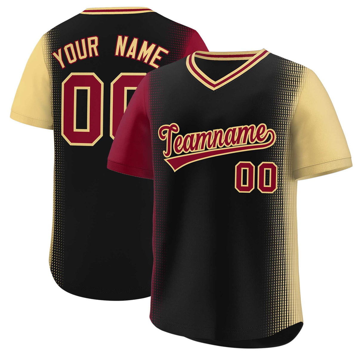 Custom Black Crimson-Khaki Personalized Raglan Sleeves Authentic Baseball Jersey | KXKSHOP