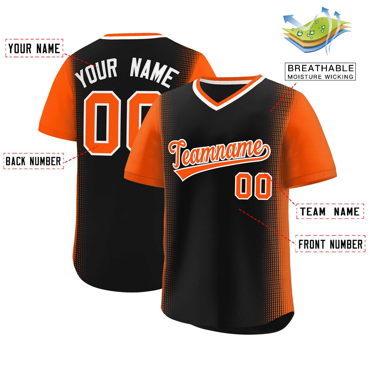Custom Black Orange Personalized Raglan Sleeves Authentic Baseball Jersey | KXKSHOP