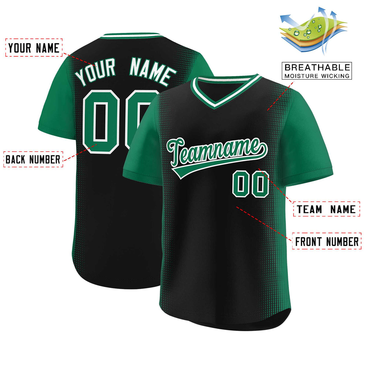 Custom Black Kelly Green Personalized Raglan Sleeves Authentic Baseball Jersey | KXKSHOP
